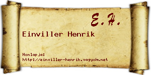 Einviller Henrik névjegykártya
